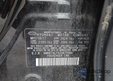 2018 Hyundai Elantra Se from USA, damaged, VIN KMHD74LF8JU475566